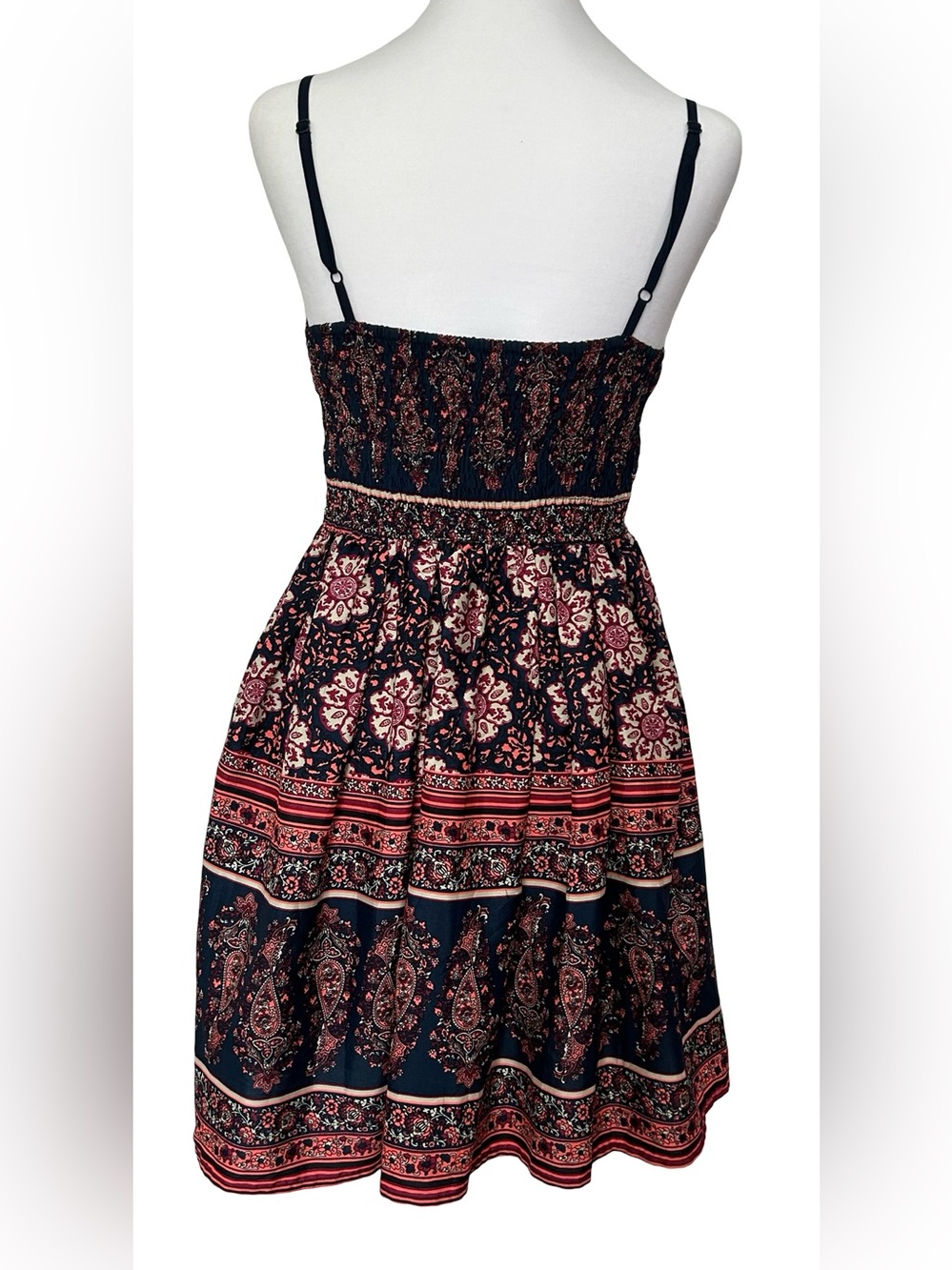 Band of Gypsies Floral Mini Dress Coastal Cowgirl Festival Boho Smocked Medium - Picture 5 of 8